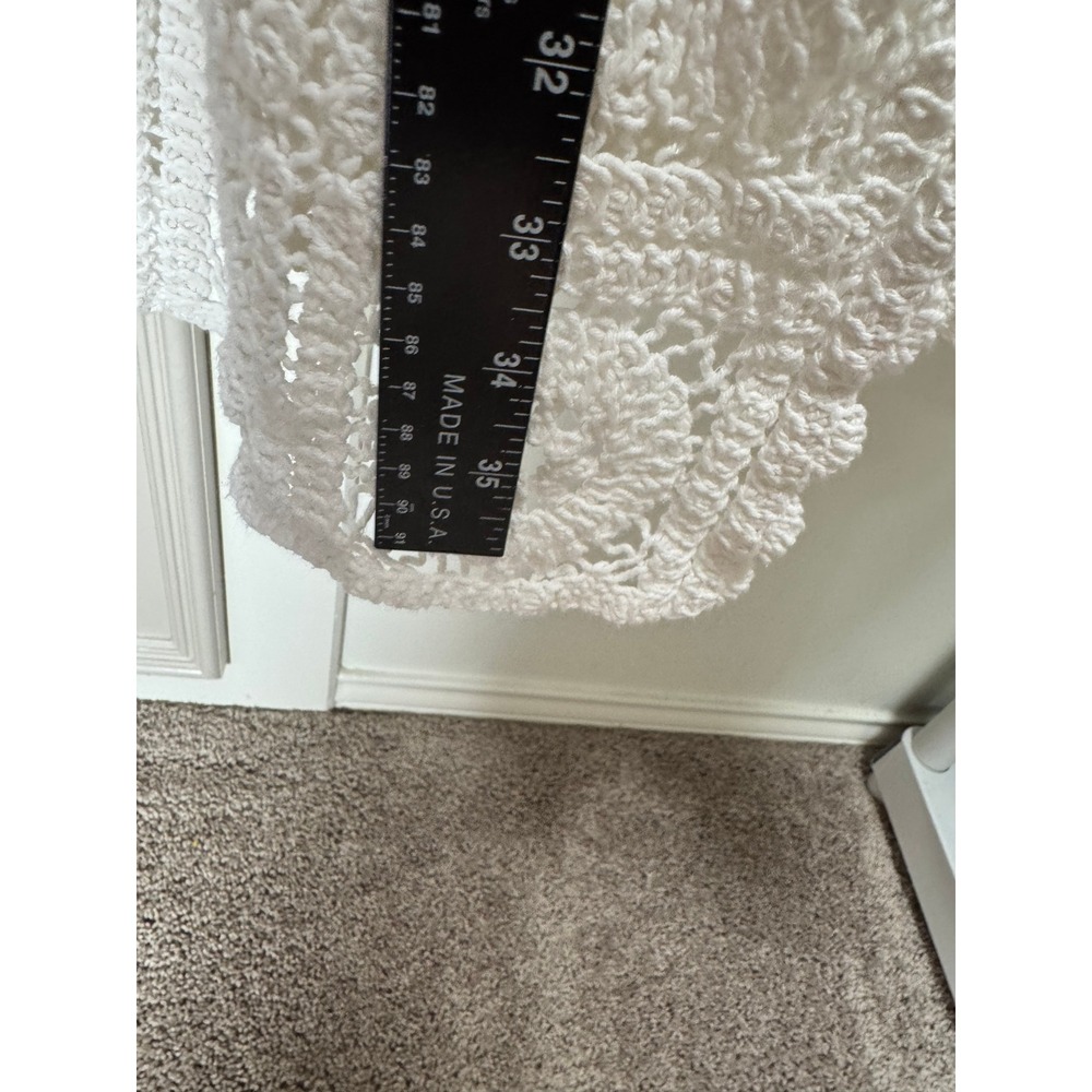 Unbranded Crochet Cardigan Womens XL White Granny Square Cottagecore Beach - Picture 6 of 7